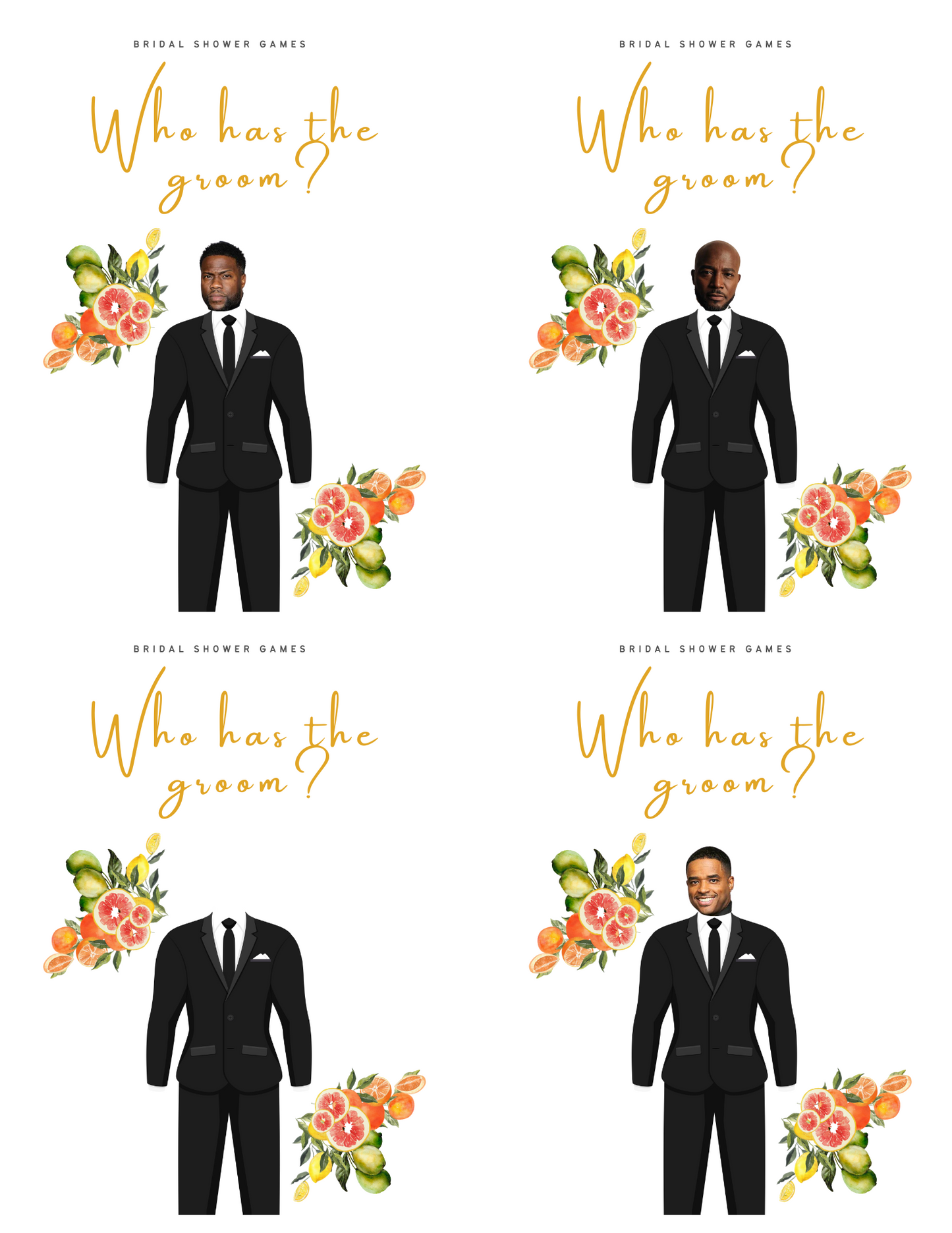 Who Has The Black Groom: Scratch Off Card Templates | FLORAL