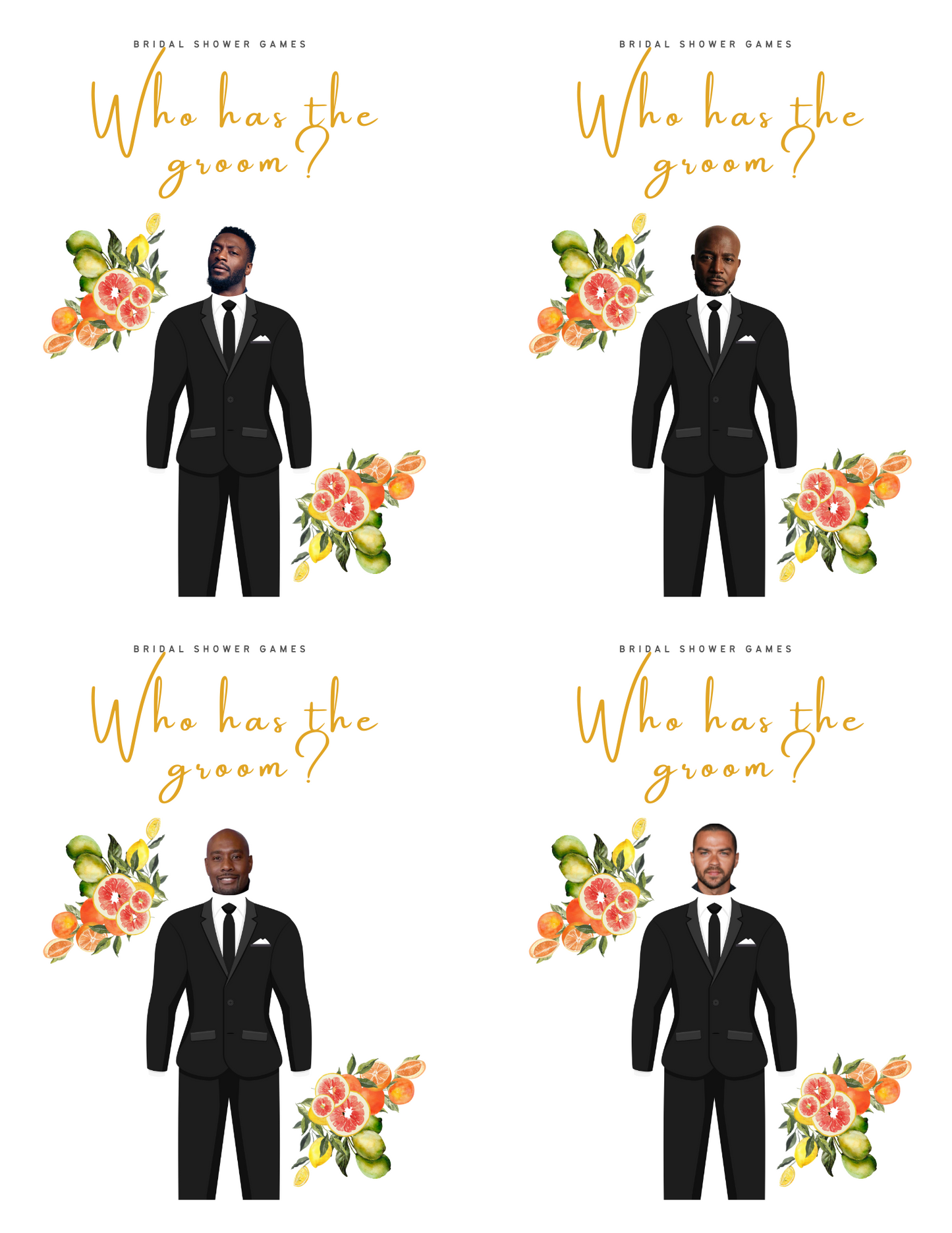 Who Has The Black Groom: Scratch Off Card Templates | FLORAL